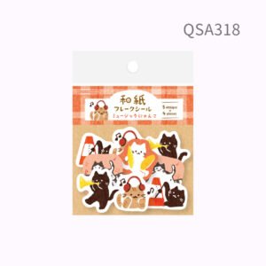 Furukawashiko Washi Flake Sticker - Music with Nyanko QSA318